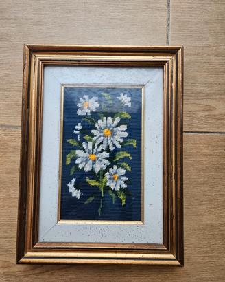 Quadro ricamo fatto a mano margherite