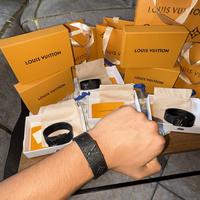 Bracciale Louis Vuitton Unisex in Pelle Nera