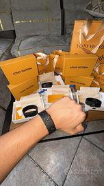 Bracciale Louis Vuitton Unisex in Pelle Nera