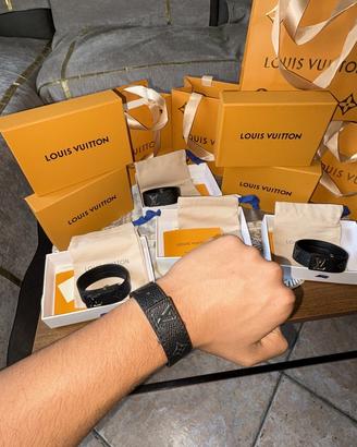 Bracciale Louis Vuitton Unisex in Pelle Nera