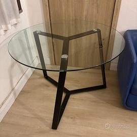 Tavolino rotondo in vetro