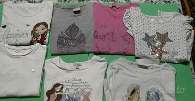 Set 7 maglie bambina manica lunga, taglia 6 anni