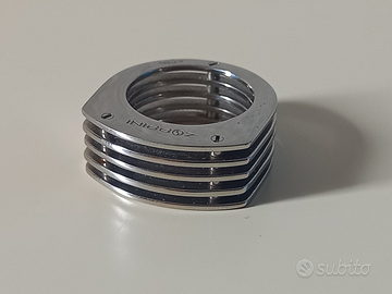 Anello Zoppini acciaio design futurista misura 16