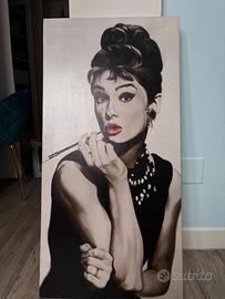 Quadro stampa su legno Audrey Hepburn