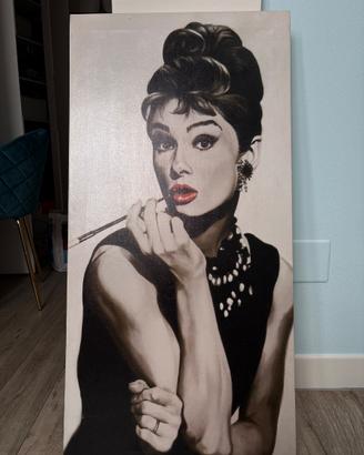 Quadro stampa su legno Audrey Hepburn
