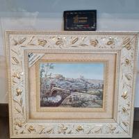 Quadro in lamina argento con particolari oro e toc