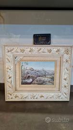 Quadro in lamina argento con particolari oro e toc