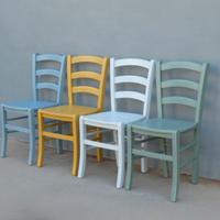 Lotto di quattro sedie laccate Shabby Chic