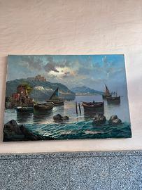 Marina di pozzuoli Olio su tela autentificato