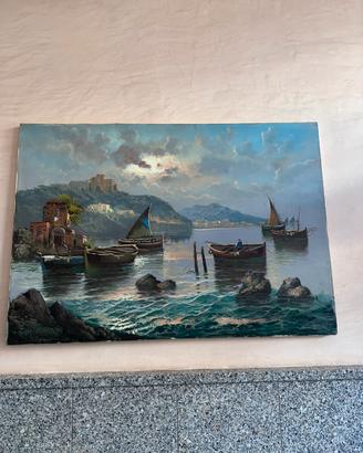 Marina di pozzuoli Olio su tela autentificato