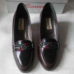 Scarpe da donna in vera pelle marrone, numero 34½