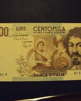 cartamoneta lire 100000 caravaggio 1 tipo