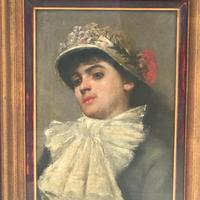 Quadro Dipinto Di Vincenzo Volpe Giovane Signora