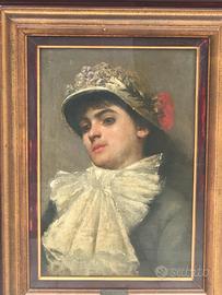 Quadro Dipinto Di Vincenzo Volpe Giovane Signora