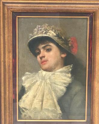 Quadro Dipinto Di Vincenzo Volpe Giovane Signora