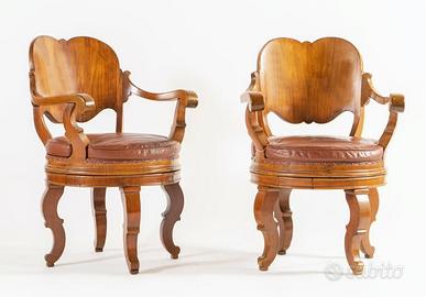 Coppia di poltrone girevoli Luigi XVI, XI