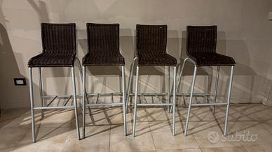 Set sgabelli da bar in Rattan scuro e metallo
