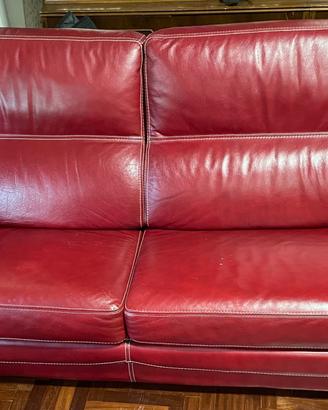 Set 2 divani in pelle rosso bordeaux