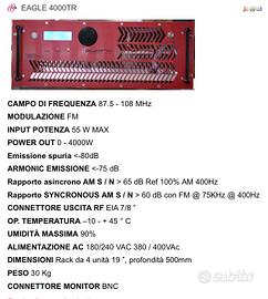 Trasmettitore FM 4000 watt