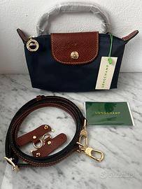 Borsa longchamp mini blue navy nuova