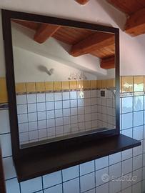 Specchio da bagno con cornice in legno + Mensola.