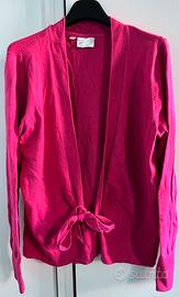 Cardigan rosa luminoso con fiocco da legare