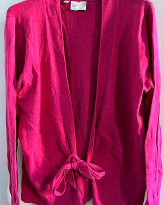 Cardigan rosa luminoso con fiocco da legare