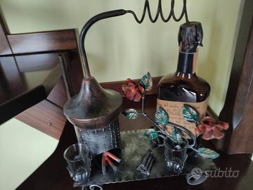 Porta Bottiglia e Bicchierini Vintage "Alambicco" 