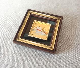 Quadretto Vintage Leader paesaggio in foglia oro