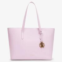 Roberto Cavalli Shopper in pelle con charm RC rosa