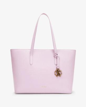 Roberto Cavalli Shopper in pelle con charm RC rosa