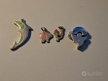 Lotto 4 ciondoli charm vintage in argento 925