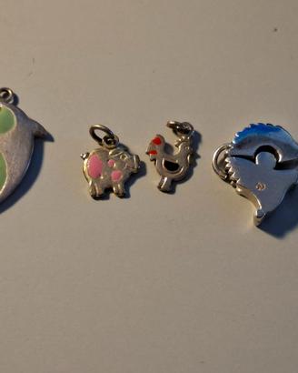 Lotto 4 ciondoli charm vintage in argento 925