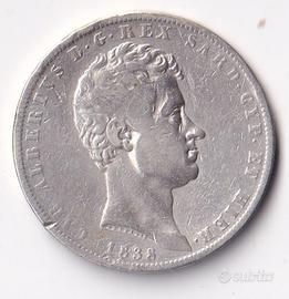 italia stati-savoia-5 lire 1838-carlo alberto-geno