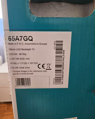 Smart TV QLED 65" Hisense 65A7GQ - PARI AL NUOVO
