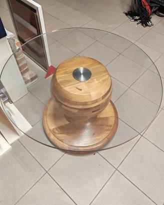 tavolo da salotto in vetro e legno