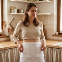 Grembiule a vita 100% cotone bianco – 2 tasche