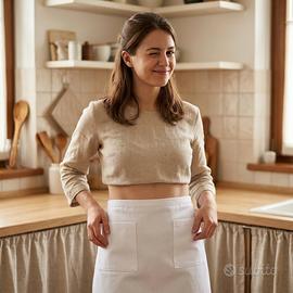 Grembiule a vita 100% cotone bianco – 2 tasche