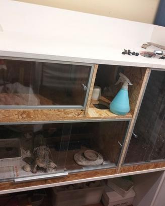 Grande teca con 3 terrari costruita personalmente