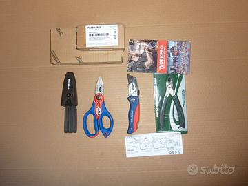 Forbice e cutter con 5 lame Workpro+tronchese inox