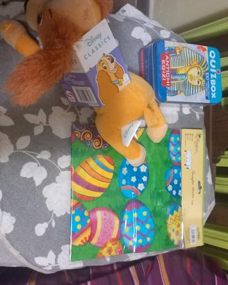 set giochi utili ,peluche disney, gioco quiz,telo.