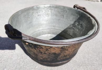 Antico paiolo in rame stagnato 30 cm