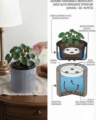 Vaso autoirrigante moderno effetto marmo