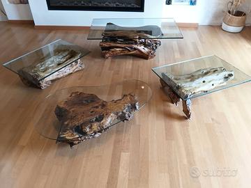 Tavoli su tronchi d'olivo