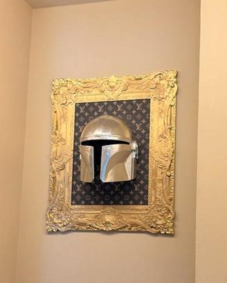 Quadro Mandalorian Casco 3D Argento OPERA UNICA