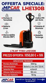 Transpallet elettrico Toyota BT Tyro LHE130B nuovi