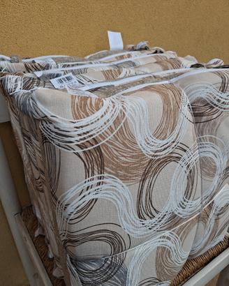 Set di 6 cuscini per sedie con lacci e zip 