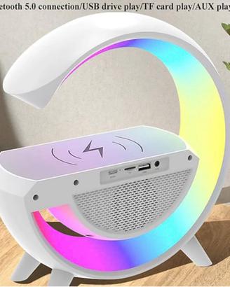 Lampada + ricarica Wireless smartphone + sveglia