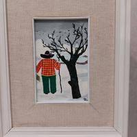 Quadro dipinto a mano su vetro e cornice corniciai