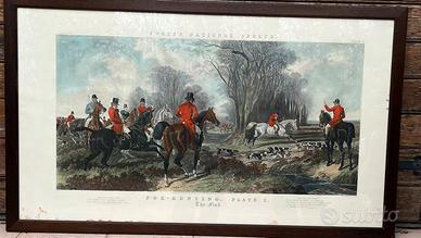 Stampa inglese d’epoca “caccia alla volpe “